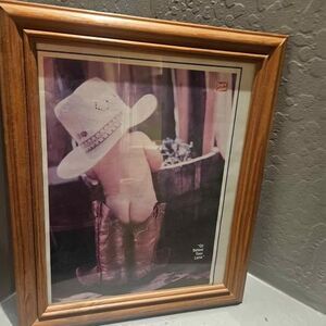Tony Llama Vintage Baby and Boots Framed Picture Get Behind Tony Llama  17"x14"
